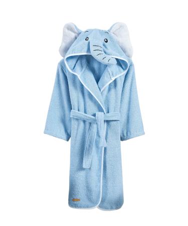 Ely Parker children bathrobe for boys boys girls terry Turkish cotton towel with hood super soft absorbent comfortable thick 7-8 years of elephant blue