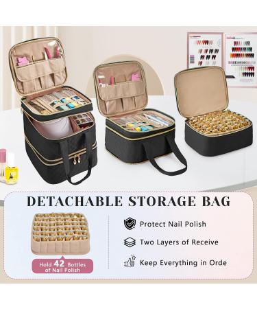 BAGMIND 3-Layer Nail Polish Organizer Case with Detachable Compartment - Portable Black Nail Polish Holder - Buy Online on GoSupps.com