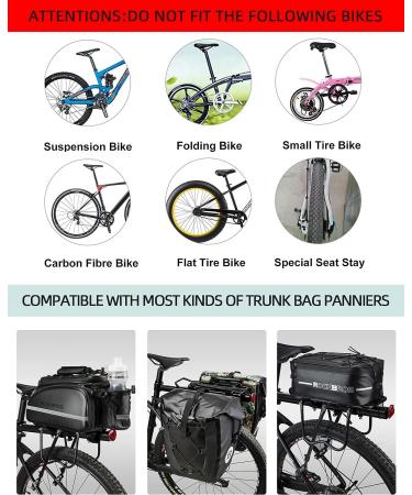 ROCKBROS Bike Cargo Rack | Adjustable Luggage Carrier Rear Rack | 165 lbs Capacity | Universal Black - Buy Online on GoSupps.com