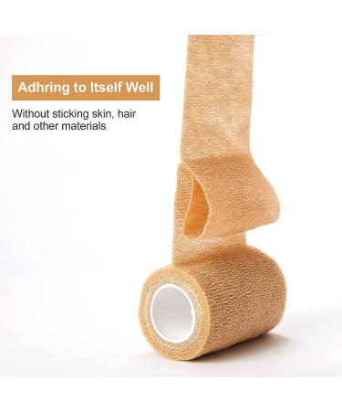 12 Bulk Pack Cohesive Tape Self Adherent Wrap 2 X 5 Yards - Medical Vet Wrap for First Aid & Sports Protection - Beige - Buy Online on GoSupps.com
