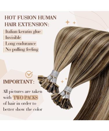 Buy Hetto Braun Real Hair Extensions | U Tip Remy Bonding Extensions #4/27 - 40cm 50g - Dark Brown with Red Blonde - Buy Online on GoSupps.com