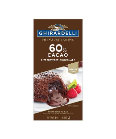 GHIRARDELLI Premium 60% Cacao Bittersweet Chocolate Baking Bar, 4 Ounce (Pack of 12)