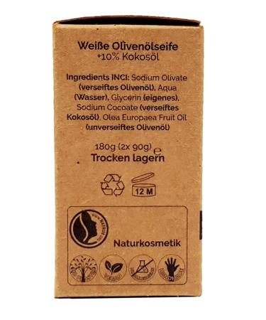 Ibinpur White Olive Oil Soap 2x90g - Natural Perfume-Free Allergen-Free Nourishing Soap for Skin Hair & Shave - Eco-Friendly Plastic-Free Packaging - Buy Online on GoSupps.com