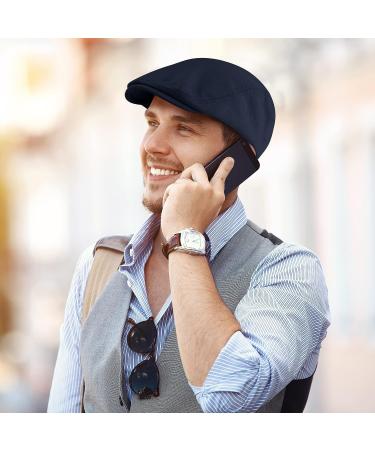 KUTTOR Men's Newsboy Cap Set - 4 Piece Soft Stretch Fit Cabbie Hunting Hats in Dark Grey, Light Grey, Navy Blue, Black - Buy Online on GoSupps.com