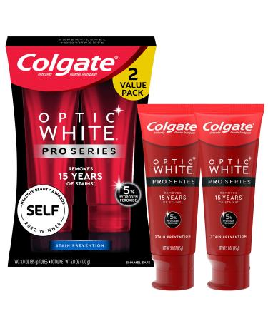 Colgate Optic White Pro Series Whitening Toothpaste with 5% Hydrogen Peroxide, Stain Prevention, 3 oz Tube, 2 Pack Whitening Toothpaste, 2 Pack - Buy Online on GoSupps.com