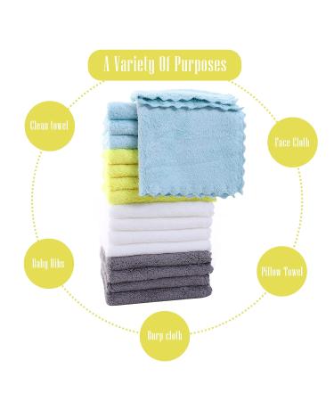 Cute Castle Ultra -Soft Baby Washcloths 16 Pack - Gentle on Sensitive Skin - Super Absorbent - 9x9 Inch - White/Grey/Yellow/Aquamarine - for Girls and Boys - Buy Online on GoSupps.com