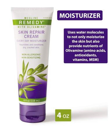 Medline Remedy Skin Repair Cream - Olivamine Daily Moisturizer 4 Oz | International Shipping Available - Buy Online on GoSupps.com