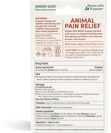 Green Goo Animal Pain Relief Salve 1.82 oz - Natural Remedy for Pet Discomfort - Buy Online on GoSupps.com