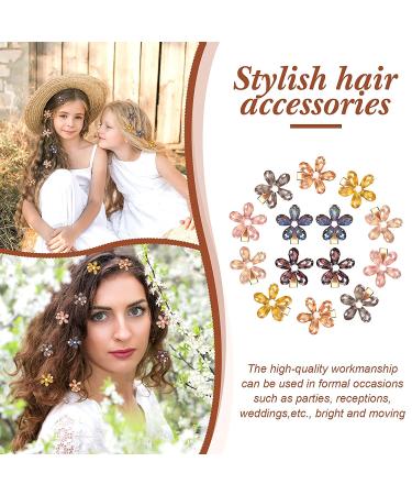 14-Piece Flower Crystal Hair Clips Set - Small Pearl Alligator Hairpins for Women and Girls in 7 Stylish Colors - Buy Online on GoSupps.com