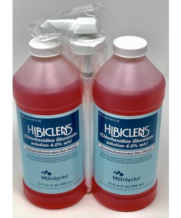 Hibiclens Antimicrobial Skin Liquid Soap 32 Fluid Ounce (Pack of 2) with Pump