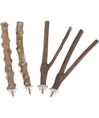 Mogoko 4 Pcs Bird Perches - Natural Wood Parrot Stand for Conure, Budgie, Parakeet - Cage Accessories and Toys - Platform Style 2 - Buy Online on GoSupps.com