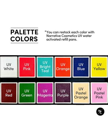 UV 12-Color Neon Glow Makeup Palette - Water-Activated Fluorescent Face & Body Paint for SFX Party Cosplay & Theatrical Use - International Shipping - Buy Online on GoSupps.com