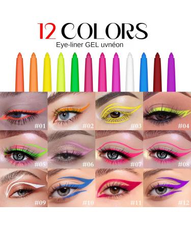 Eye-liner liquide color eye-liner color | Liner liquide fluorescent UV 12 couleurs imperm able s chage rapide - Accessoires de festival hautement pigment s et durables pour les festivals de musiqu - Buy Online on GoSupps.com