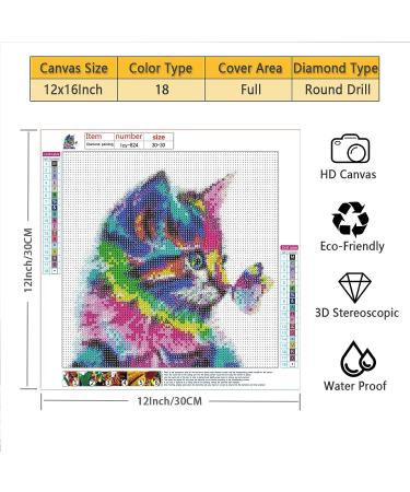 Diamond Painting Kit - Colorful Butterfly Kiss Cat 5D Gem Art Puzzle - 11.8x11.8 inch - DIY Craft Embroidery for Wall Decor - Buy Online on GoSupps.com