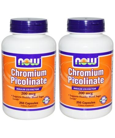 NOW Foods Chromium Picolinate 200mcg, 250 Capsules (250x2)