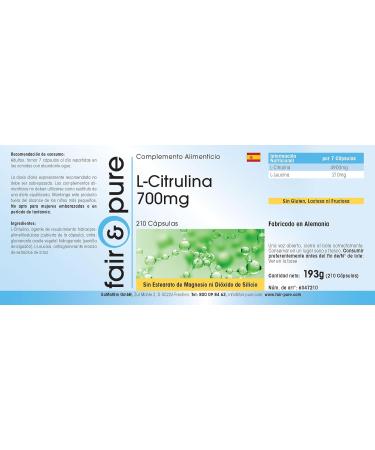 Fair & Pure L-Citrulline Capsules 700mg - Vegan - 210 Capsules - Buy Online on GoSupps.com
