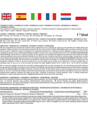 High Dose Vegan Vitamin B12 Drops 500 mcg | Methylcobalamin & Adenosylcobalamin Liquid 50 ml - Additive-Free Dietary Supplement Made in Germany - Buy Online on GoSupps.com