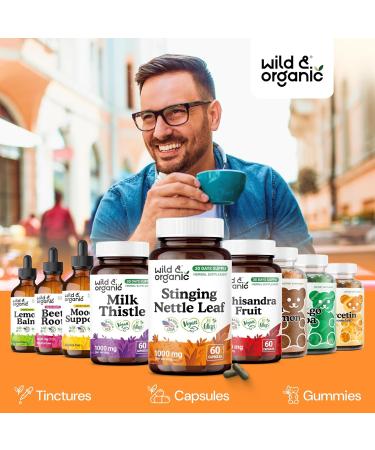 Wild & Organic Stinging Nettle Leaf Capsules - 1000 mg Stinging Nettle Extract for Urinary Support - 60 Vegan Herb Capsules - 30 Days Supply - Non-GMO Gluten-Free No Fillers 60 Count (Pack of 1) - Buy Online on GoSupps.com
