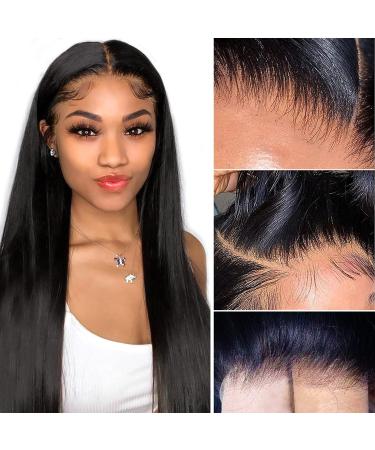 Lace Front Wigs Human Hair Straight 13x4 Transparent Lace Frontal Wigs for Black Women Human Hair 150% Density Pre Plucked with Baby Hair Brazilian Virgin Hair Full And Thick Natural Color 24inch 24 Inch 13x4 150% Density …