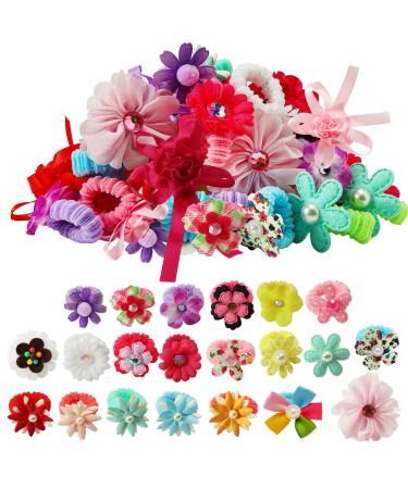 Baby Hair Ties for Toddler Girls  50 PCS Elastic Hair Ties for Girls  Cute Flower Hair Ties Baby Hair Ties for Infants Ouchless  Soft Seamless Cotton Hair Ties GirlsSoft Seamless Ponytail Holders