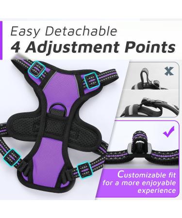 Eagloo Small Dog Harness - Adjustable Anti-Train Harness with Reflex Strips for Walking & Jogging - Durable Purple XS (1 Pack) - Buy Online on GoSupps.com