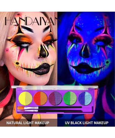 UV Neon Blacklight Body Paint Set with Brushes - Vibrant Neon Colors for Christmas Parties Dance Events & Art Projects - Long-Lasting Glow Under Blacklight - Buy Online on GoSupps.com