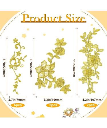 10 Gold Flower Appliques Embroidered Sewing Patch for Crafting Wedding Prom Dress - Buy Online on GoSupps.com