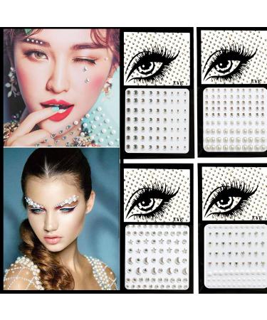4 Sheets Eye Body Face Gems Rhinestone Stickers Self Adhesive Face Jewels Crystals Rainbow Pearl Body Nail Eye Face Gems Makeup Stick Jewelry for Body Art Skin Eye Nail Decoration Rave Festival Party - Buy Online on GoSupps.com
