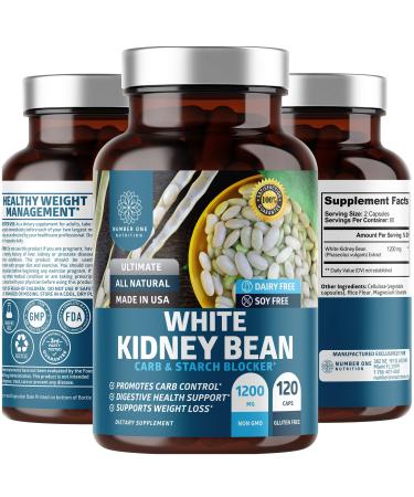 Number One Nutrition N1N Premium White Kidney Bean Extract Max Strength & Absorption Help Manage Carb Absorption, Support Digestion, Energy Level & Mental Clarity, Non GMO & Gluten Free, 120 Caps
