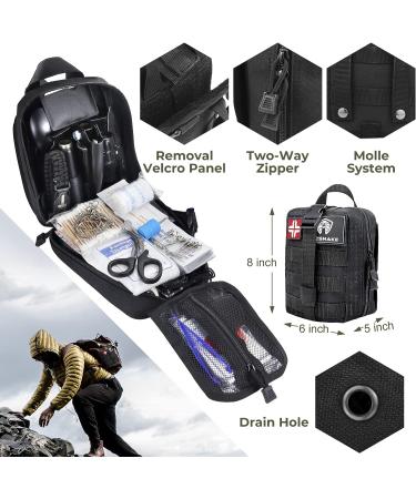 203PCS Emergency Survival Kit & First Aid Multi-Tool Gear with Molle Pouch - Ideal Gifts for Dad Men, Camping, Hiking, Outdoor Emergencies in Black - Buy Online on GoSupps.com