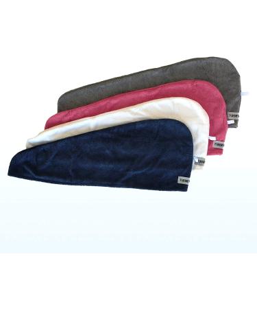 Turbie Twist Microfiber Hair Towel Wrap 4 Pack | Quick Dry Hair Turbans for Curly, Long & Thick Hair - Pink, Blue, Grey & White - Buy Online on GoSupps.com