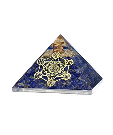 P&R:UK Lapis Lazuli Metatron's Cube Orgonite Pyramid with Copper Coil Energy-Enhancing Healing Crystal D cor Orgone Pyramid in Elegant Gift Box Lapis Lazuli Metatron With Copper Coil