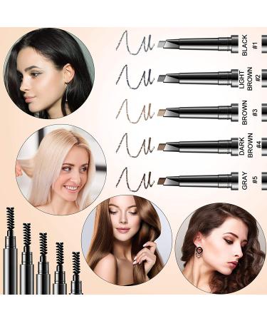 2 Pieces Waterproof Retractable Eyebrow Pencil with Brush - Long Lasting, Sweat-proof, Smudge-Proof Brow Makeup Kit in Brown - Buy Online on GoSupps.com