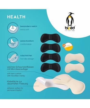 biped HEALTH Heel Pads - 4 Pairs Self-Adhesive Shoe Cushions for Big Shoes & Heel Pain Relief - Breathable Blister Protectors (Champagne/Black) - International Shipping - Buy Online on GoSupps.com