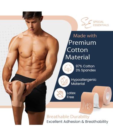 Special Essentials Kinesiology Tape - Premium Cotton Waterproof Sports Tape for Muscle Support Pain Relief & Performance | 20 Count Precut & Uncut Strips (Black - Buy Online on GoSupps.com