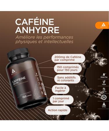 Bodyathon - Caffeine Tablets 200mg - 150 Tablets - Energy & Concentration - Increases Your Endurance - High Dose - Improves Your Sports Performance - Buy Online on GoSupps.com
