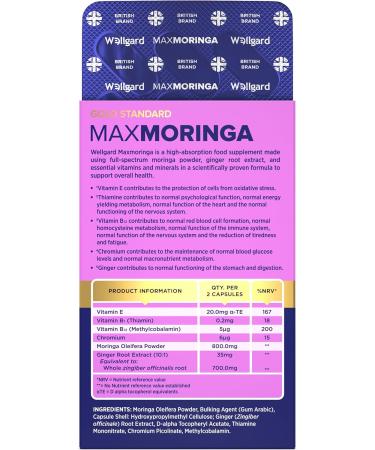 Wellgard Moringa Capsules - Supports Blood Sugar Balance Heart & Digestive Health and Metabolism 60 Vegan Capsules - Buy Online on GoSupps.com