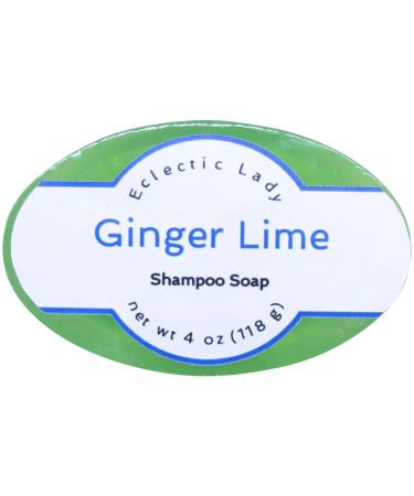 Eclectic Lady Ginger Lime Shampoo Soap Bar with Pure Argan Oil Silk Protein Honey Protein and Extracts of Calendula Flower Aloe Carrageenan Sunflower - 4 oz Bar