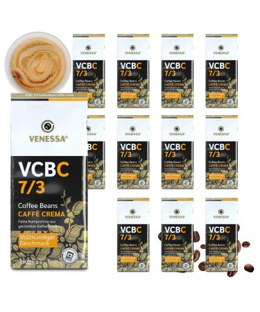VENESSA Caffè Crema VCBC 12 x 1 kg Packs of Whole Coffee Beans 7/3 Highly Creamy – Vending Coffee – Gentle Roasted, 70% Arabica, 30% Robusta