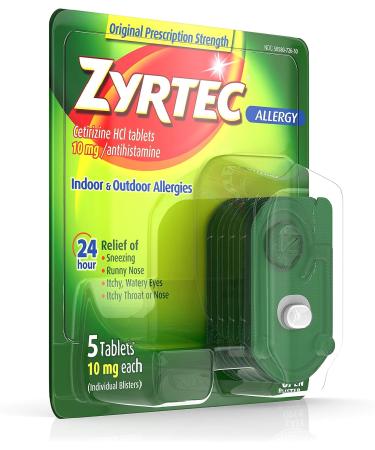 Zyrtec 10mg Tablets 5 Count - Fast-Acting Allergy Relief - Buy Online on GoSupps.com