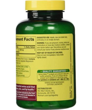 Spring Valley L-Lysine 1000 mg - Immune Support & Healthy Skin - 100 Tablets - Buy Internationally - Buy Online on GoSupps.com