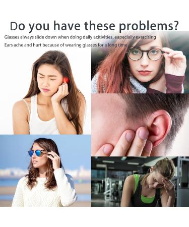Ryaupy Silicone Anti-Slip Glasses Covers - 4 Pairs Non-Slip Bracket Repair | Universal Black & White End Caps for Glasses - Buy Online on GoSupps.com