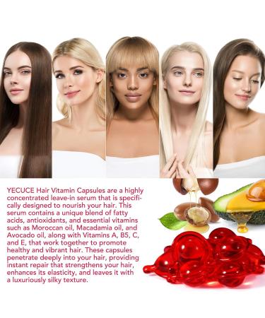 Hair Treatment Serum Capsules - 60 pcs | Hydrating Vitamin Serum for Women & Men with Argan Macadamia & Avocado Oils - No Rinse Smooths & Repairs Hair - Buy Online on GoSupps.com