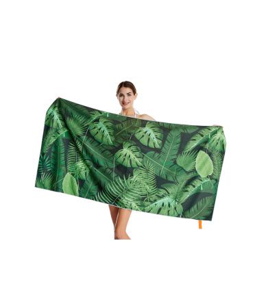CHARS Microfiber Quick Drying Beach Towel with a Carrying Bag Super Absorbent & Sand Free Towel for Kids Teens Adults Travel Gym Camping Pool Yoga Outdoor and Picnic Green Leaf large (30 x 60 inches)