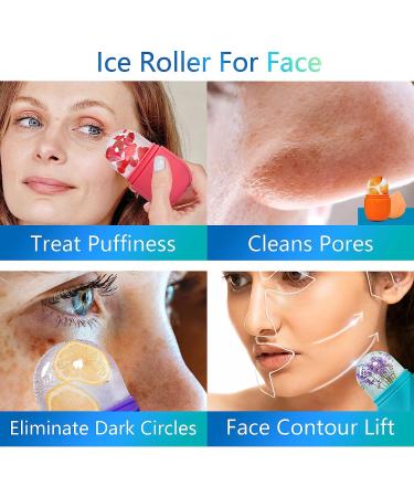Ice Cube Face Roller - Brighten Skin & Enhance Glow | Reusable Mini Facial Treatment for Eyes & Neck | Pink De-Puffing Roller - Buy Online on GoSupps.com