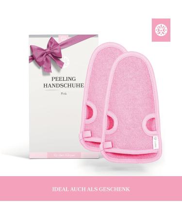 Lowell Peeling Gloves Set - 2 Exfoliating Gloves for Body & Face Bonus Guide & Suction Cups - Pink - Buy Online on GoSupps.com