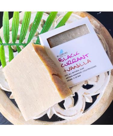 BLUEBYRD 100% Natural Black Currant & Vanilla Soap Bar - Vegan Paraben-Free Moisturizer for Sensitive Skin | Organic Oils & Natural Fragrance - Buy Online on GoSupps.com