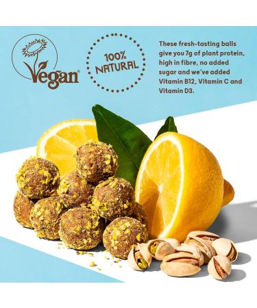 Plant-Based Protein Balls Lemon & Pistachio by The Protein Ball Co - Vitamin Enriched Snack - 10x45g Bags - Buy Online on GoSupps.com