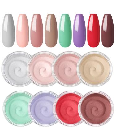 2G Dipping Powder Kit Nail Starter Nail 8PCS Dipping Powder System French Powder No Needed Nail Lamp Fast Dry Nail Art Manicure DIY Salon Gift Set for Women Girls DIY Nail Beginner Home Salon Gift color05