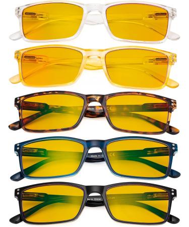 Eyekepper 5 Pack Blue Light Filter Glasses - Stylish Amber Tinted +1.00 Reading Glasses for Computer Use - Blue Light Blocking Set - Buy Online on GoSupps.com